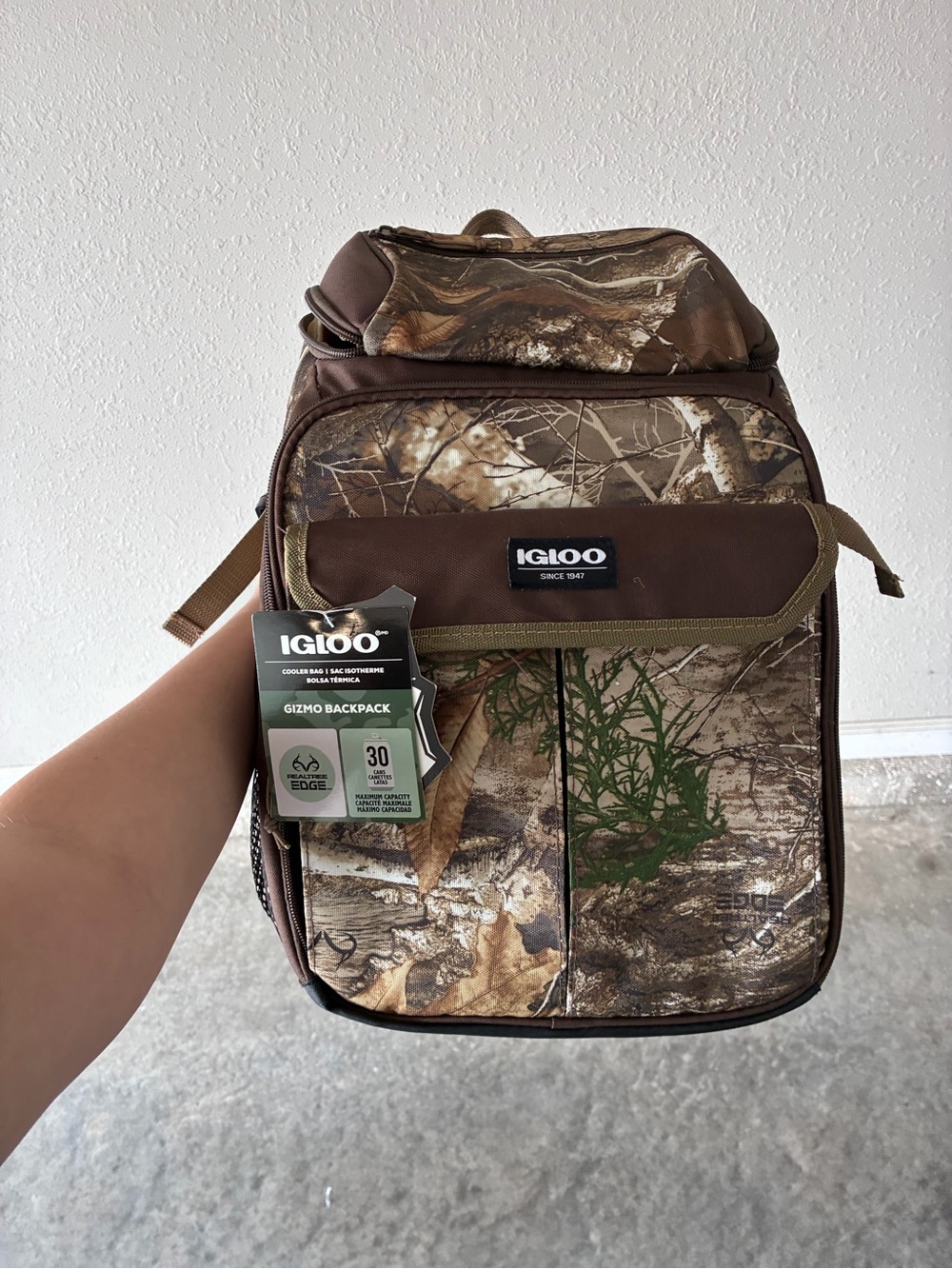 Igloo Gizmo Backpack Cooler - Brown Camo with Green Accents
